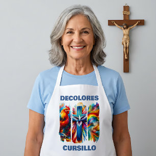 DeColores Cursillo Brush Stroke Rooster Cross Dove Apron