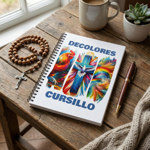 DeColores Cursillo Brush Stroke Rooster Cross Dove Notebook