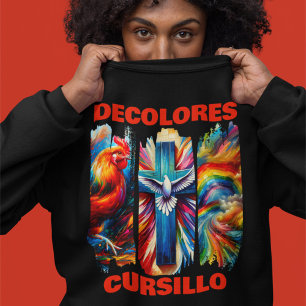 DeColores Cursillo Brush Stroke Rooster Cross Dove Sweatshirt