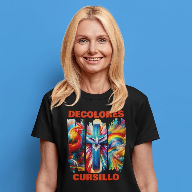 DeColores Cursillo Brush Stroke Rooster Cross Dove T-Shirt (Creator Uploaded)