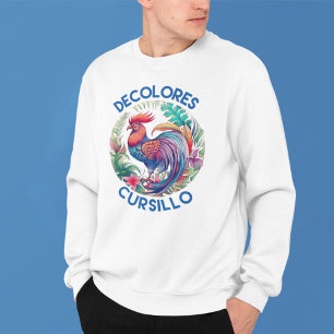 DeColores Cursillo Colorful Floral Rooster Sweatshirt