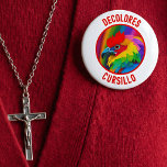 DeColores Cursillo Colorful Rooster Vivid Rainbow  4 Inch Round Button<br><div class="desc">Celebrate the joyful spirit of “DeColores” with this vibrant Cursillo button pin, featuring a beautifully illustrated rainbow rooster inspired by the beloved song and tradition of the Cursillo movement. The colorful design symbolizes the beauty of God’s creation and the faith-filled community shared by Cursillistas around the world. Perfect for wearing...</div>