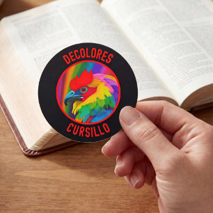 DeColores Cursillo Colorful Rooster Vivid Rainbow  Classic Round Sticker
