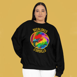 DeColores Cursillo Colorful Rooster Vivid Rainbow Sweatshirt