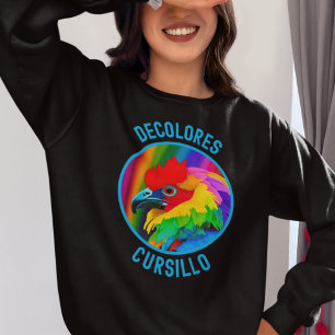 DeColores Cursillo Colorful Rooster Vivid Rainbow Sweatshirt