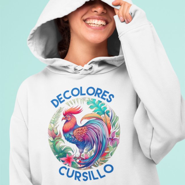 DeColores Cursillo Colourful Floral Rooster  Hoodie (Creator Uploaded)