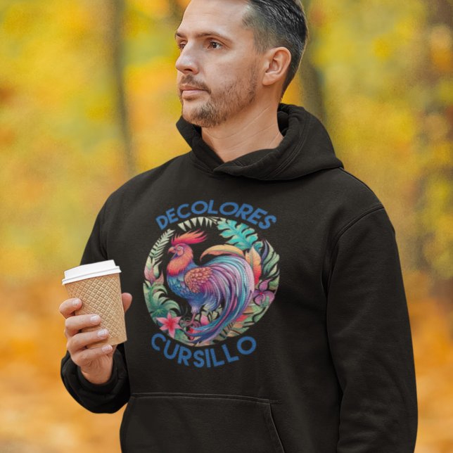 DeColores Cursillo Colourful Floral Rooster  Hoodie (Creator Uploaded)
