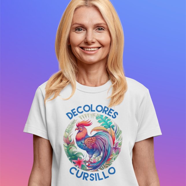 DeColores Cursillo Colourful Floral Rooster  T-Shirt (Creator Uploaded)