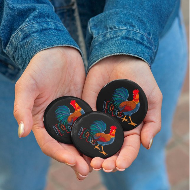 DeColores Cursillo Colourful Rooster 1 Inch Round Button (Creator Uploaded)