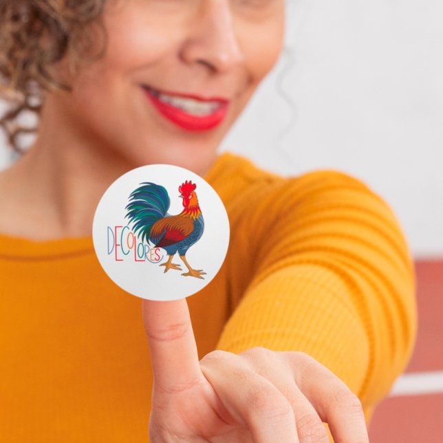 DeColores Cursillo Colourful Rooster Classic Round Sticker (Creator Uploaded)