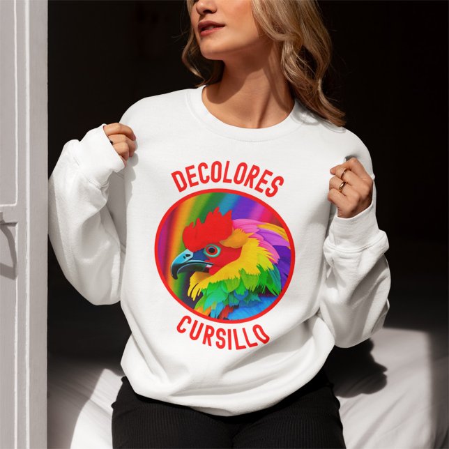 DeColores Cursillo Colourful Rooster Vivid Rainbow Sweatshirt (Creator Uploaded)