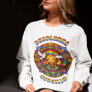 DeColores Cursillo Cross Dove Rooster Mandala Sweatshirt