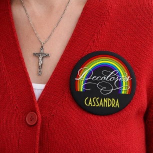 DeColores Cursillo Rainbow Faith Religion 4 Inch Round Button