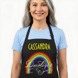 DeColores Cursillo Rainbow Faith Religion Apron<br><div class="desc">Celebrate the joyful spirit of DeColores with this vibrant and meaningful Cursillo button pin, featuring a beautiful rainbow design and elegant hand-lettered script lettering and a custom name. Inspired by the beloved Spanish hymn “DeColores”, this design symbolizes the beauty of God’s creation, faith, and the unity found within the Cursillo...</div>