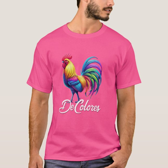 DeColores Cursillo Rainbow Rooster Catholic T-Shirt (Front)