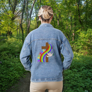 DeColores Cursillo Rainbow With Cross and Peace Do Denim Jacket