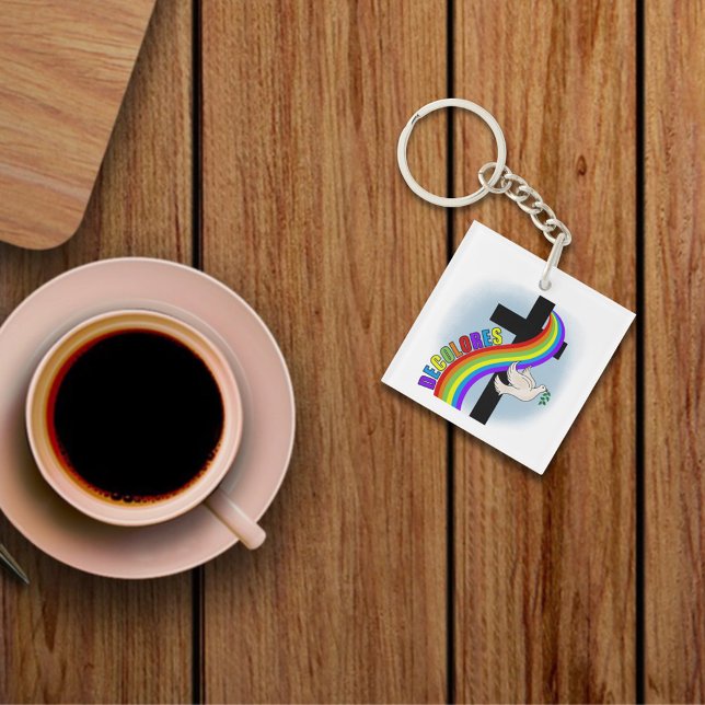 DeColores Cursillo Rainbow With Cross and Peace Do Keychain (Creator Uploaded)