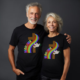 DeColores Cursillo Rainbow With Cross and Peace Do T-Shirt