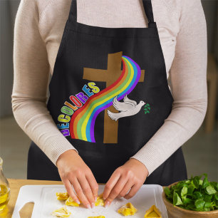 DeColores Cursillo Rainbow With Cross & Peace Dove Apron