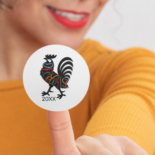 DeColores Cursillo Rooster Black Silhouette  Classic Round Sticker
