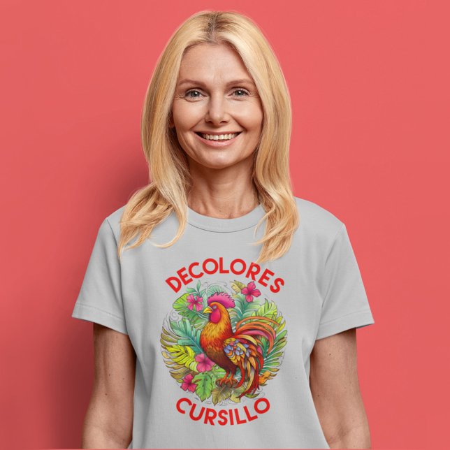 DeColores Cursillo Rooster Monstera Leaves Flowers T-Shirt (Creator Uploaded)