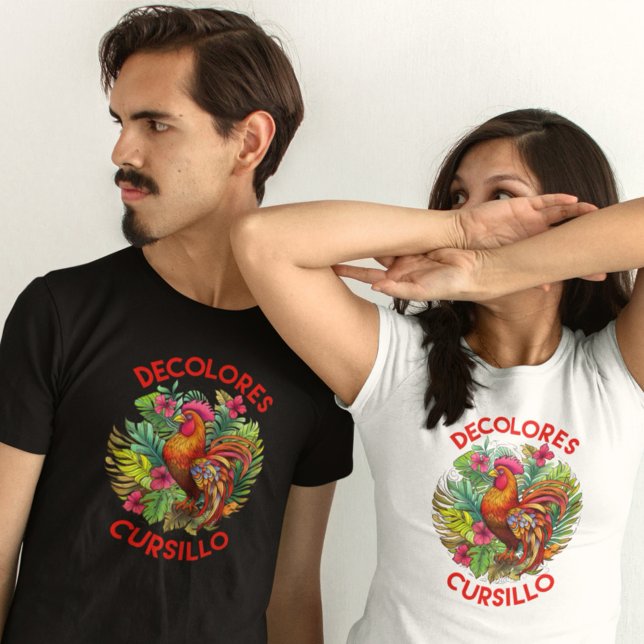 DeColores Cursillo Rooster Monstera Leaves Flowers T-Shirt (Creator Uploaded)