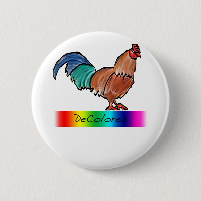 DeColores Rooster 2 Inch Round Button (Front)