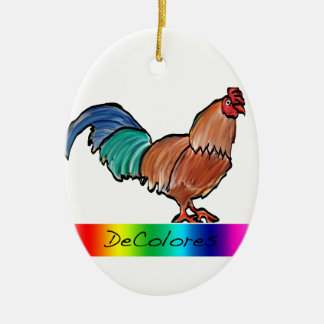 DeColores Rooster Ceramic Ornament