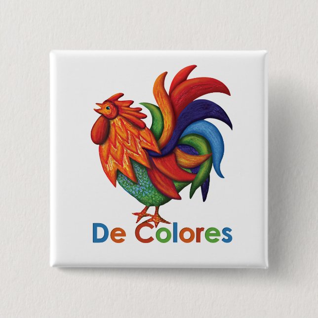DeColores Rooster Gallo Button (Front)