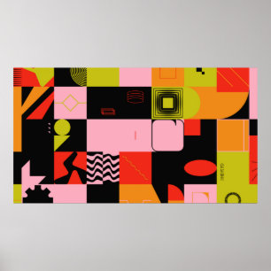 Deconstructed postmodern inspired artwork of abstr poster
