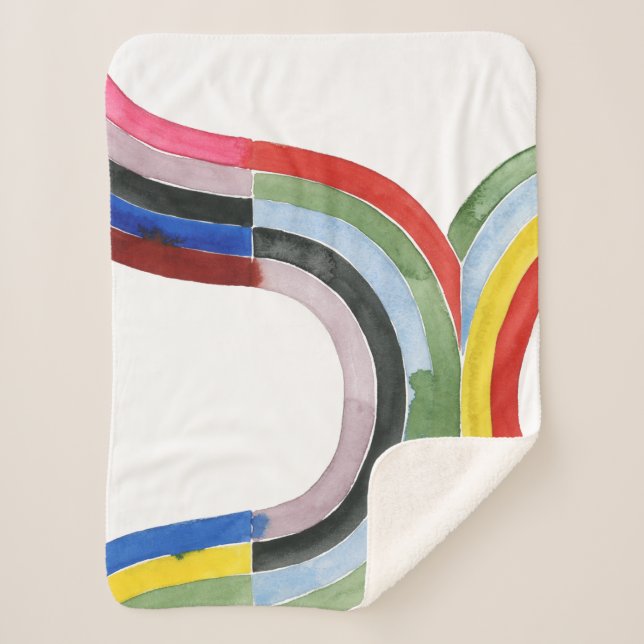 Deconstructed Rainbow - Horizontal Sherpa Blanket (Front)
