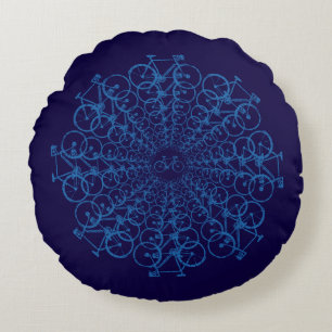decor bike-themed blue bicycles round pillow