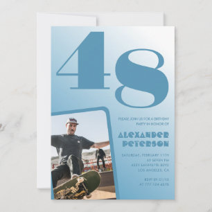 Décor bleu 48e anniversaire invitations Hommes Pho