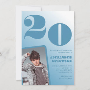 Décor bleu Invitations à 20e anniversaire Boy Phot