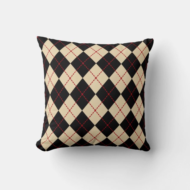 Décor cadeau Retro Jacquard Noir Jeu Oreiller (Recto)