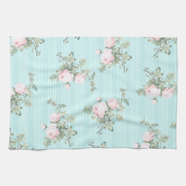 Décor chic Shabby serviette de cuisine rose à fleu (Horizontal)