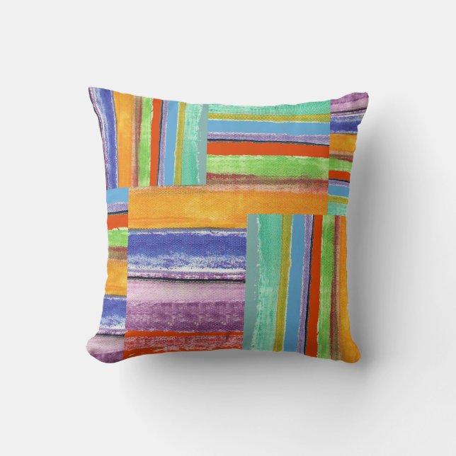 Decor Colour Stripes Pattern Throw Pillow (Front)
