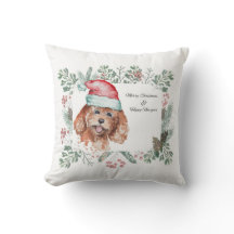 Décor coussin de Noël Goldendoodle