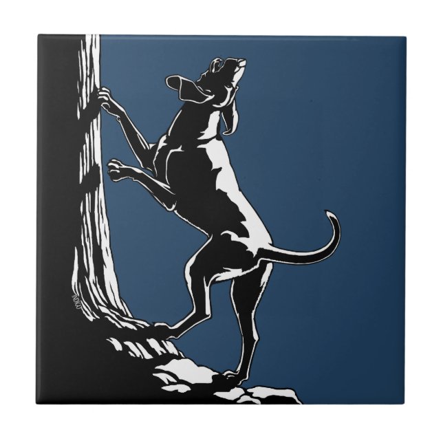 Décor de chien de chasse de carreau de céramique (Devant)