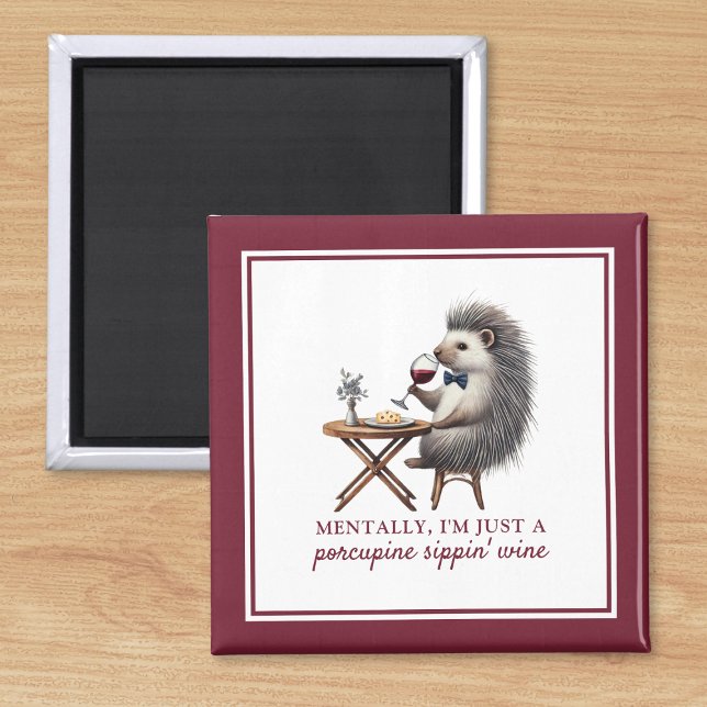 Décor De Cuisine Rupture Drôle Aimant Porcupine Vi (Add some humor to your kitchen with this funny porcupine wine magnet. Perfect for wine lovers!)