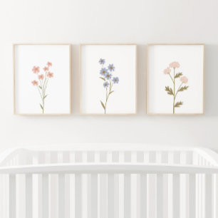 Décor de la crèche rose et bleu Fleur sauvage