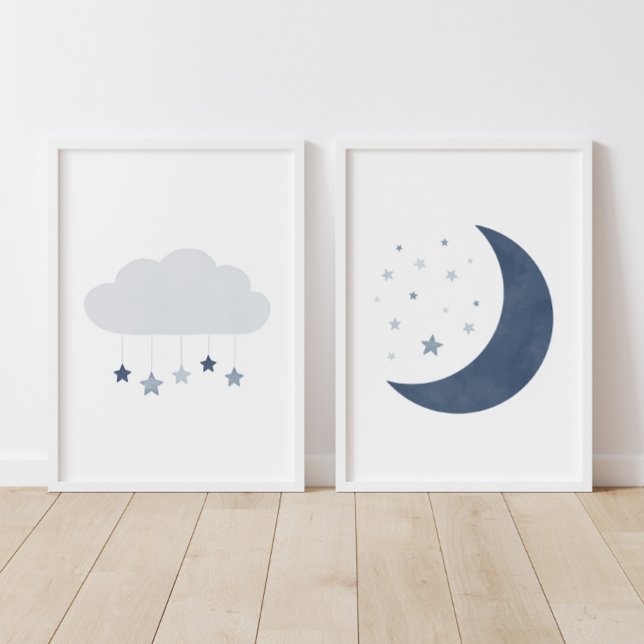 Décor de la pouponnière marine Blue Cloud et Moon  (Créateur téléchargé)