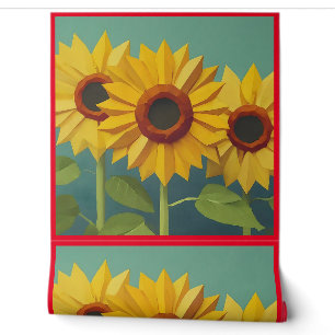 Décor de Mur de tournesol Rouge Motif imprimé