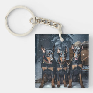 Décor de Noël Doberman Snowy Sleigh