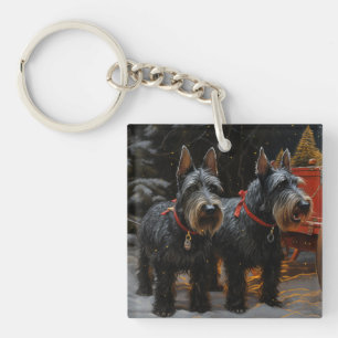 Décor de Noël écossais Terrier Snowy Sleigh