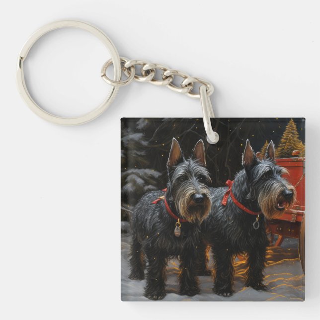 Décor de Noël écossais Terrier Snowy Sleigh (Devant)