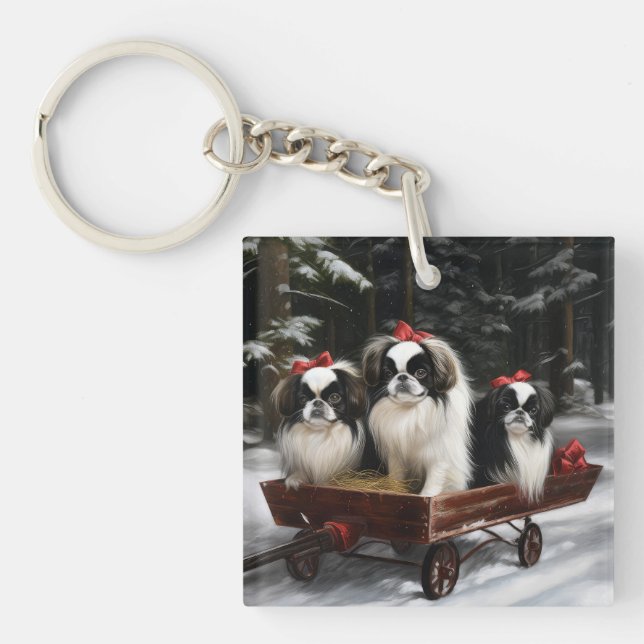 Décor de Noël japonais Chin Snowy Sleigh (Devant)