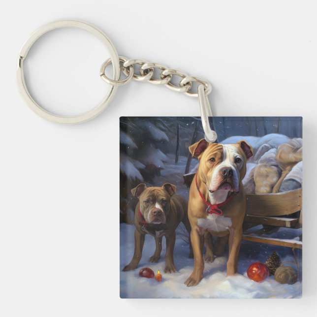 Décor de Noël Pitbull Snowy Sleigh (Devant)