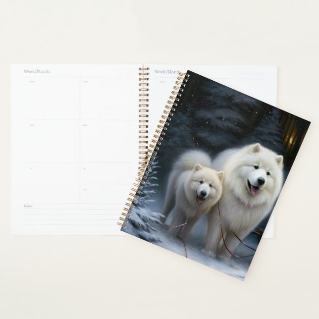 Décor de Noël Samoyed enneigé (Devant avec enveloppe)