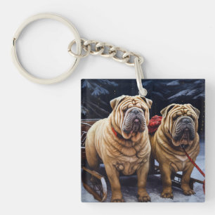 Décor de Noël Shar Pei Snowy Sleigh